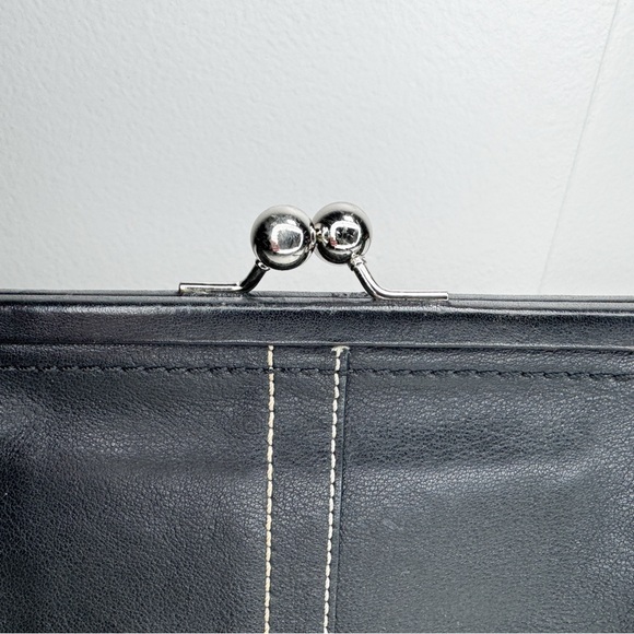 🖤 Coach Black Leather Kisslock Frame Wristlet Clutch - Picture 3 of 7